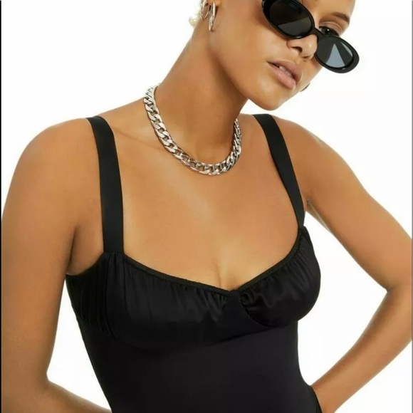 DANIELLE BERNSTEIN Black satin bodysuit 0 xs - Picture 2 of 13